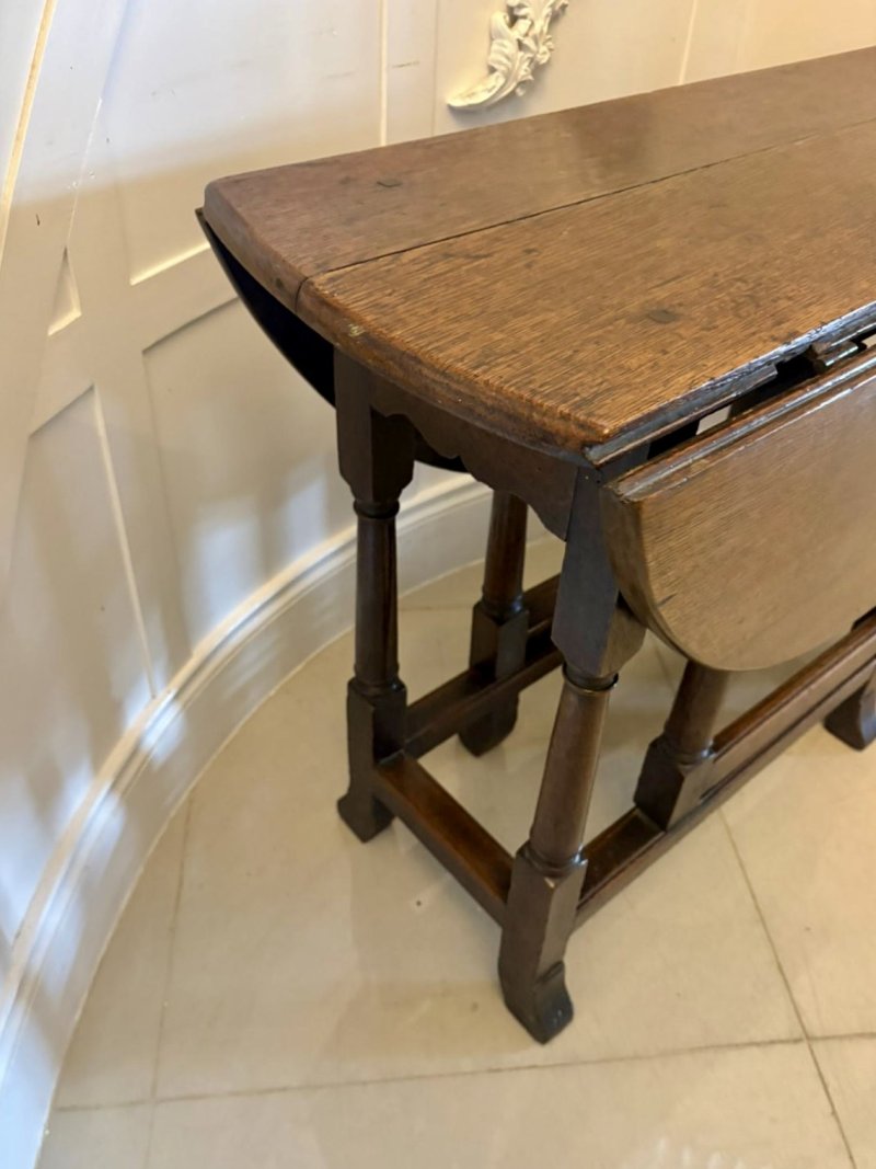 Antique 17th Century Oak Gateleg Drop Leaf Dining / Supper Table - Image 8